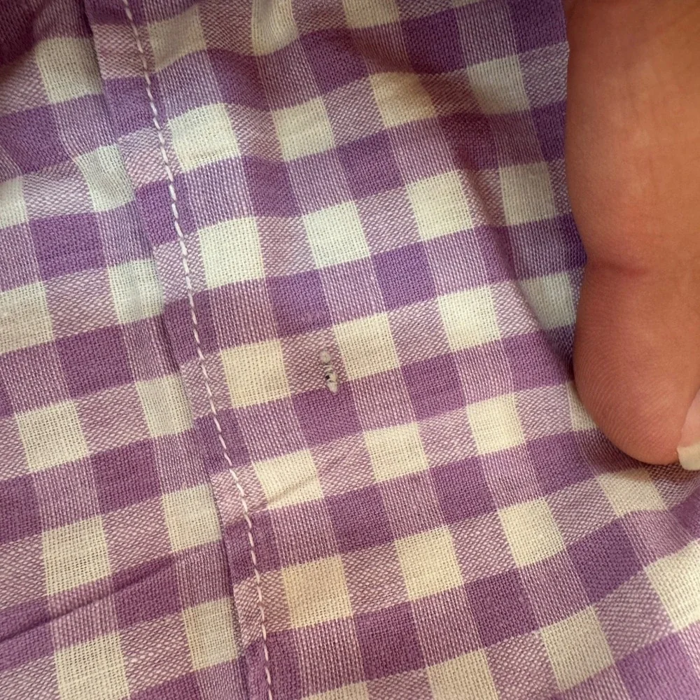 Vintage Purple Gingham Half Apron Hand Embroidered‎ Chicken Scratch Cross Stitch